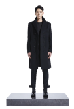 DOUBLE-BREASTED FIVE BUTTON BLACK LONG COAT